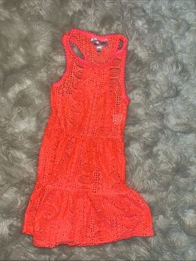 Magic Neon Coral Crochet Kids Swim Coverup